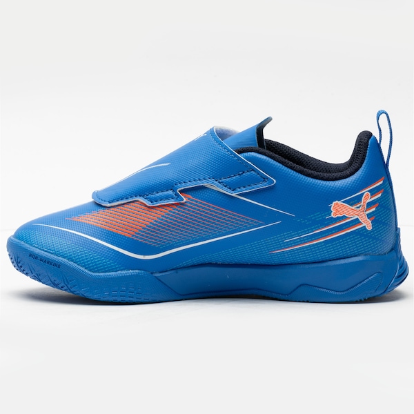 Vista 3 Chuteira Futsal Infantil Puma Ultra 6 Play Com Velcro AZUL Puma AZUL