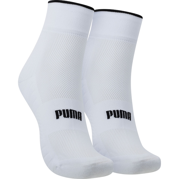 Meia Para Corrida Cano Baixo Puma Esportiva Adulto | Cor: BRANCO/PRETO | Tamanho: 34-39