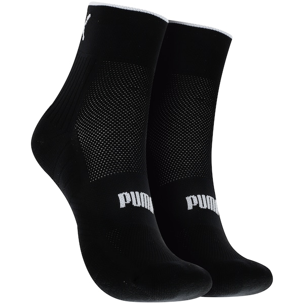 Meia Para Corrida Cano Baixo Puma Esportiva Adulto | Cor: PRETO/BRANCO | Tamanho: 34-39