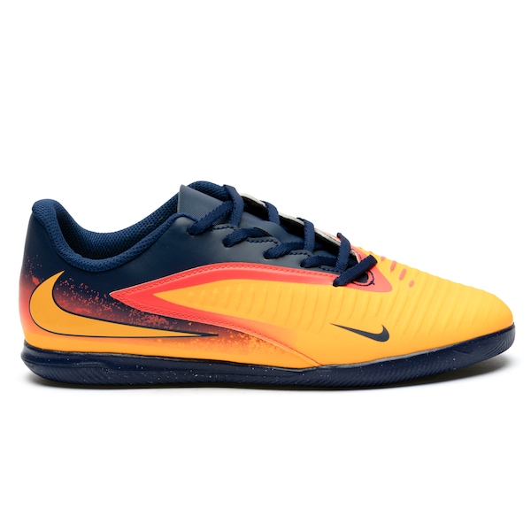 Vista 2 Chuteira Futsal Júnior Nike Phantom 6 Low Club LARANJA/AZUL ESC Nike LARANJA/AZUL ESC