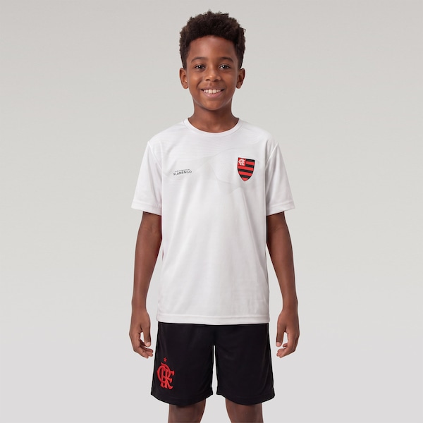 Camiseta do Flamengo Eco Braziline Infantil | Cor: BRANCO/CINZA CLARO | Tamanho: 12