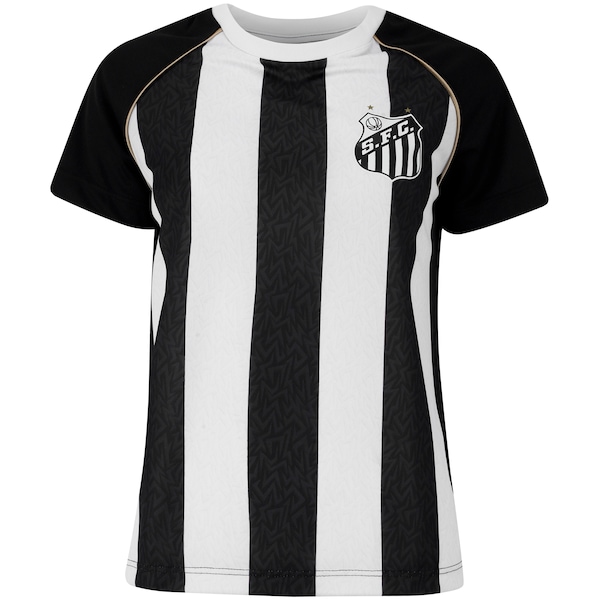 Camiseta do Santos Mosaico Braziline Feminina | Cor: PRETO | Tamanho: M