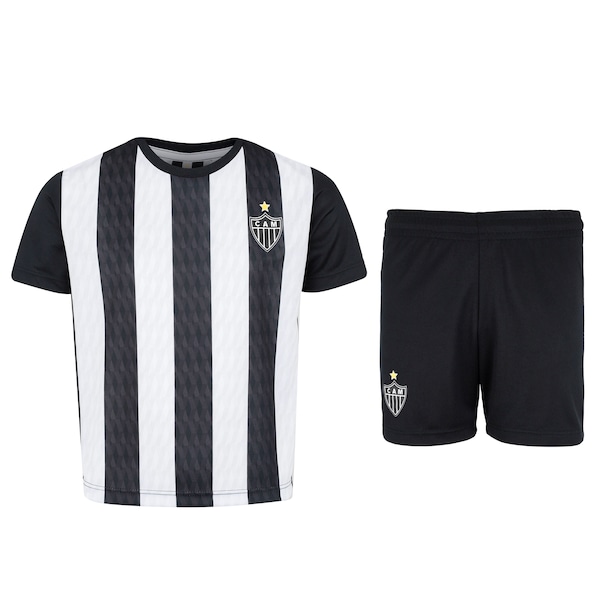 Vista 2 Kit de Uniforme do Atlético-MG Braziline Infantil Camiseta + Calção PRETO/BRANCO braziline PRETO/BRANCO