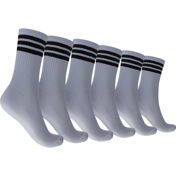Kit Meias adidas Sportswear Três Listras Essentials Crew com 3 Pares | Cor: BRANCO/PRETO | Tamanho: G