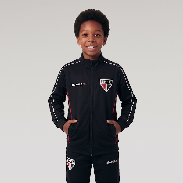 Jaqueta Polytricot do São Paulo LIC Infantil | Cor: PRETO | Tamanho: 12