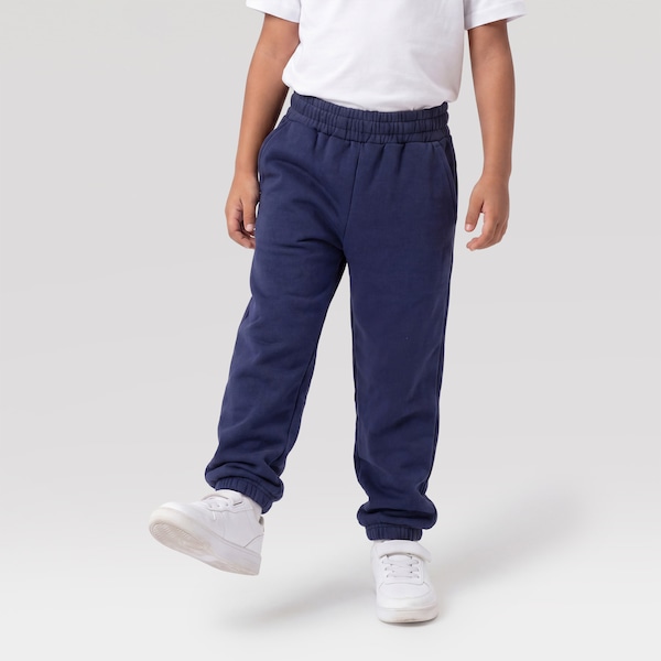 Calça Moletom Oxer Jogger Bolsos Laterais Infantil | Cor: AZUL ESCURO | Tamanho: 12