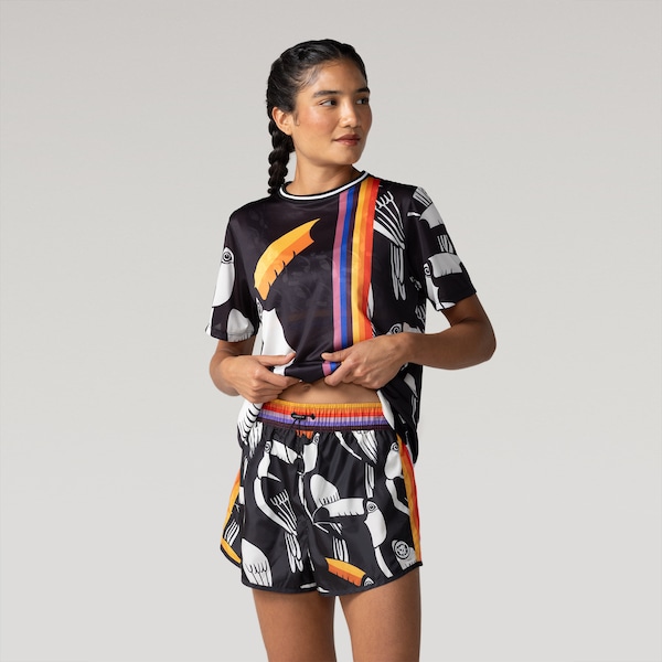 Shorts Farm Tucano Raibow Feminino | Cor: PRETO/BRANCO | Tamanho: G