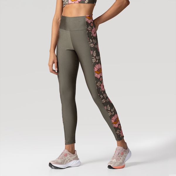 Calça Legging Farm Recorte Aurora Floral Feminina | Cor: VERDE/ROSA | Tamanho: M