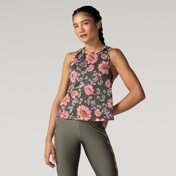 Camiseta Regata Farm DryFit Aurora Floral Feminina | Cor: VERDE/ROSA | Tamanho: G