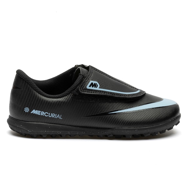 Chuteira Society Infantil Nike Mercurial Vapor 16 Club | Cor: PRETO/AZUL | Tamanho: 27