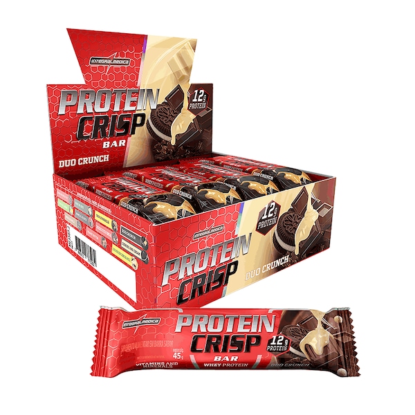 Vista 2 Caixa Barra de Proteína 45g Integralmédica Protein Crispbar Duo Crunch - 12 Unidades NAO SE APLICA Integralmedica NAO SE APLICA