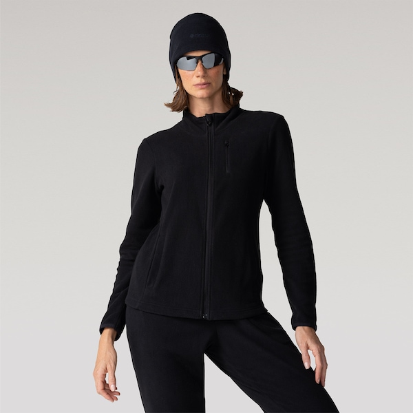 Jaqueta Fleece com Bolsos Nord Feminina | Cor: PRETO | Tamanho: GG