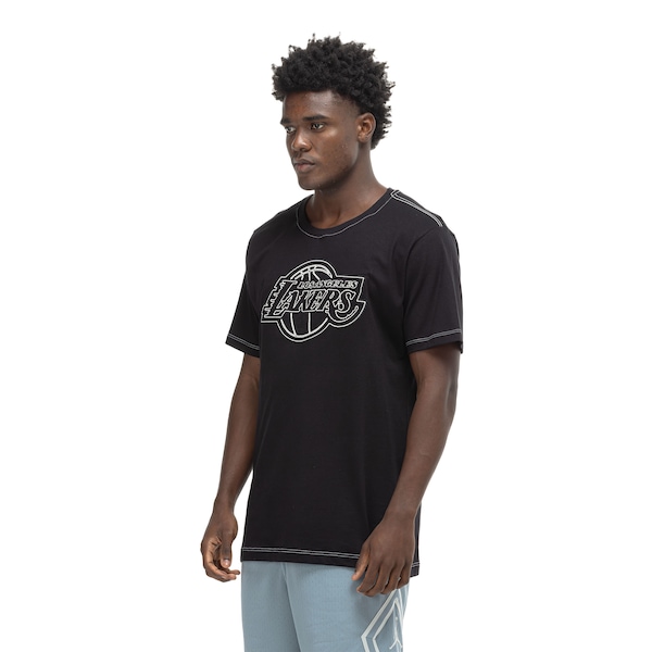 Camiseta Los Angeles Lakers NBA Minimal N0490 Masculina | Cor: PRETO | Tamanho: M