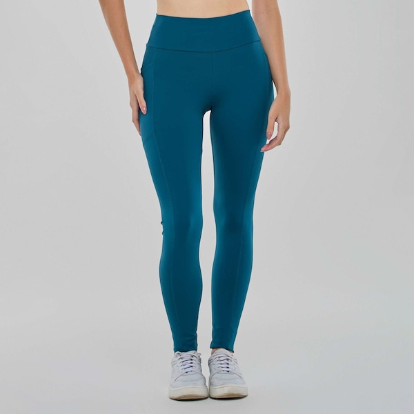 Calça Legging Com Bolso Latertal Vestem Feminina | Cor: AZUL | Tamanho: P