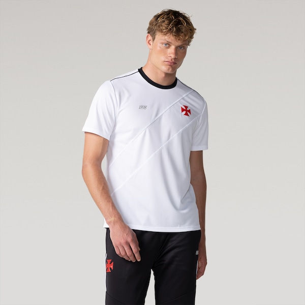 Camiseta Fardamento Vasco Masculina | Cor: BRANCO | Tamanho: M