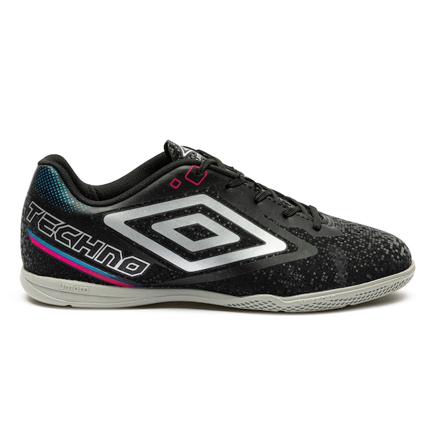 Vista 2 Chuteira Futsal Júnior Umbro Techno II PRETO/CINZA Umbro PRETO/CINZA