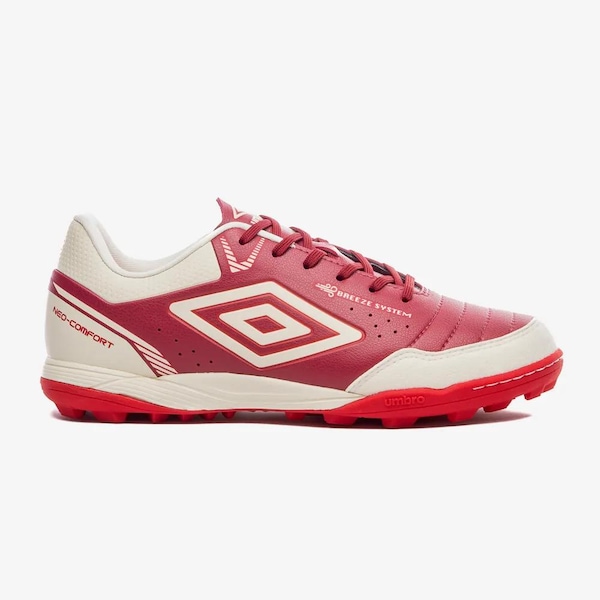 Chuteira Society Adulto Umbro Neocomfort | Cor: VERMELHO/BRANCO | Tamanho: 37