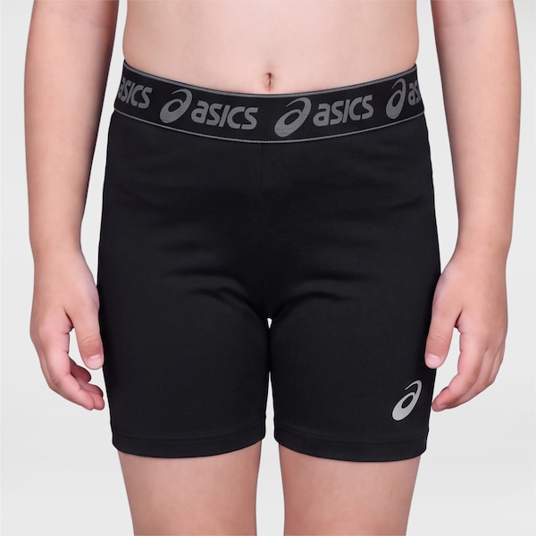 Short Asics Lic Elástico Logo Infantil | Cor: PRETO | Tamanho: 14
