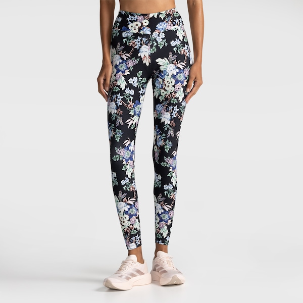 Calça Legging Farm Floral Leni Feminina | Cor: PRETO/AZUL CLA | Tamanho: P