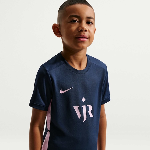 Vista 2 Camisa Nike Academy Vini Jr Infantil AZUL ESC/ROSA CLA Nike AZUL ESC/ROSA CLA