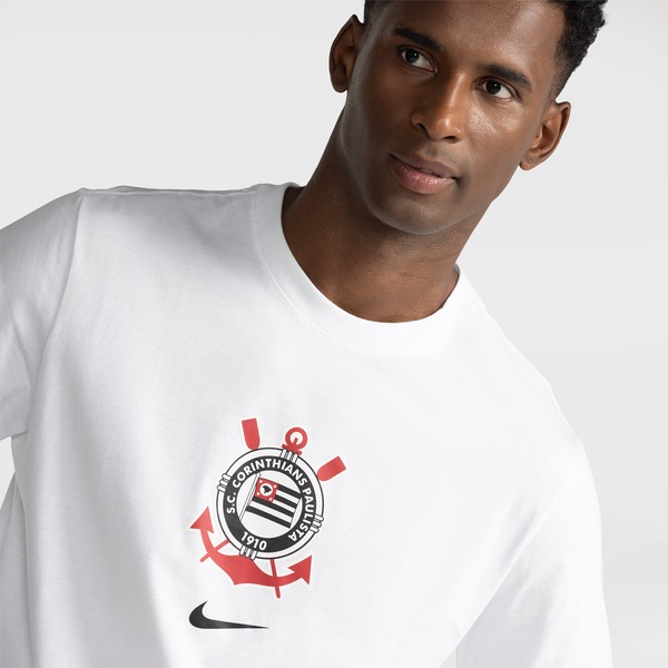 Camiseta Corinthians Nike Crest Masculina | Cor: BRANCO | Tamanho: GG