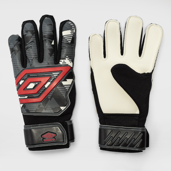 Luvas de Goleiro Infantil Umbro Formation Jr. | Cor: PRETO/VERMELHO | Tamanho: 6