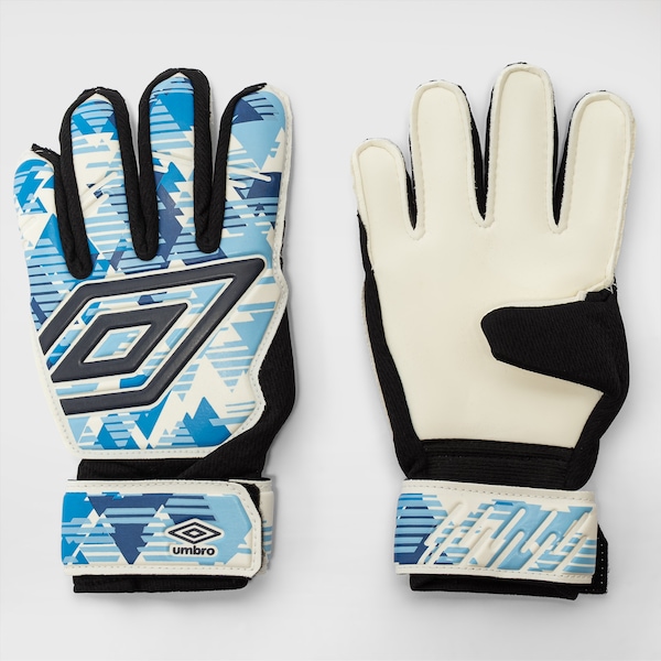 Luvas de Goleiro Infantil Umbro Formation Jr. | Cor: BRANCO/AZUL CLA | Tamanho: 6