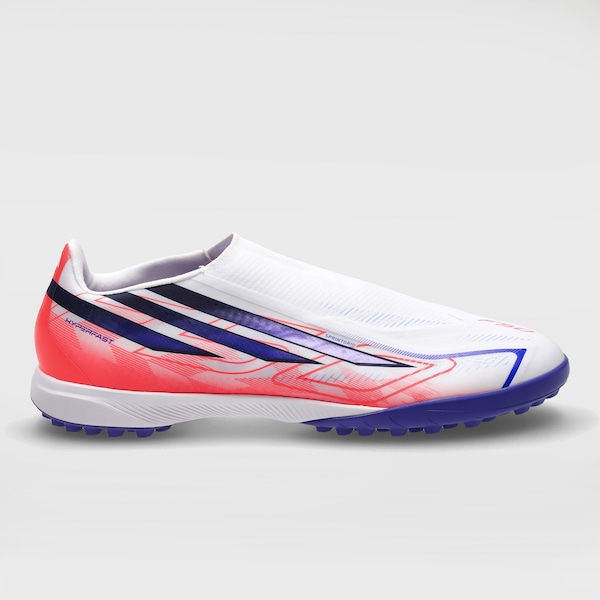 Chuteira Society Adulto adidas F50 Hyperfast League | Cor: BRANCO/ROXO CLA | Tamanho: 40