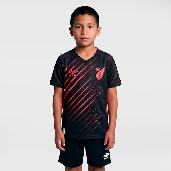 Camisa do Athletico PR III 2026/27 Umbro Infantil | Cor: PRETO/VERMELHO | Tamanho: 12
