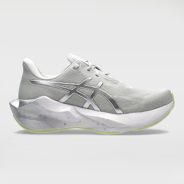 Tênis de Corrida Unissex Asics Novablast 6 Platinum | Cor: PRATA/VERDE | Tamanho: 36