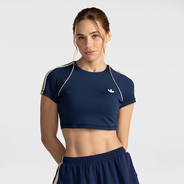 Blusa Cropped adidas Training Feminina | Cor: AZUL ESCURO | Tamanho: M