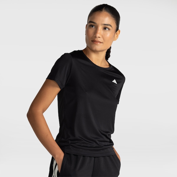 Camiseta adidas 3S Treino Feminina | Cor: PRETO/BRANCO | Tamanho: M
