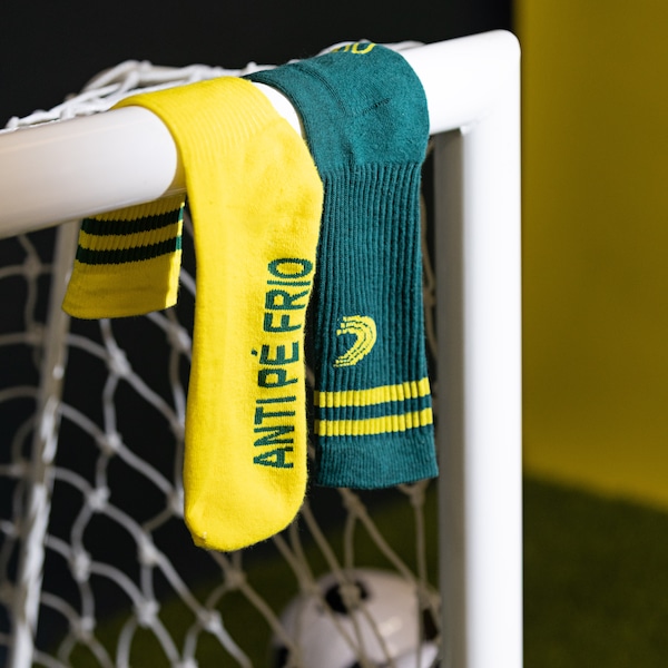 Kit Meia Centauro Anti Pé Frio 2026 - 2 pares | Cor: VERDE/AMARELO | Tamanho: 39-44