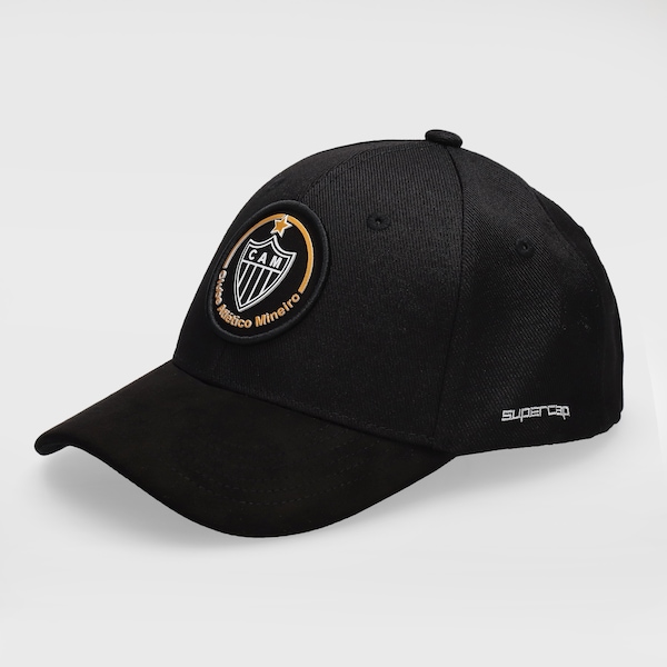 Boné Unissex do Atlético Mineiro Super Cap Silk Bordado Aba Curva | Cor: PRETO | Tamanho: único
