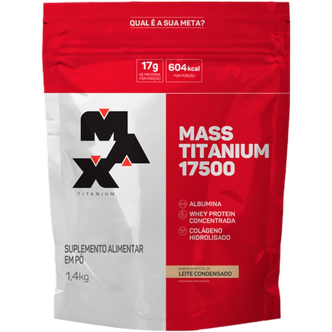 Whey Protein Max Titanium Leite Condensado Mass 17500 - 1,4Kg - Foto 1