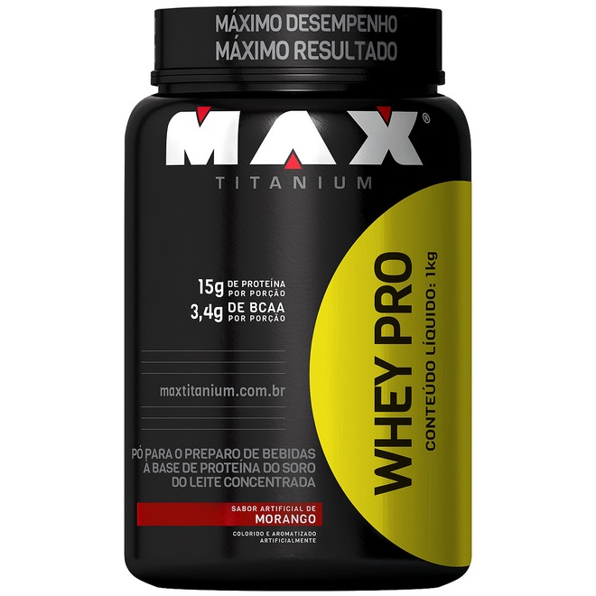 Whey Protein Max Titanium Morango - 1kg - Foto 1