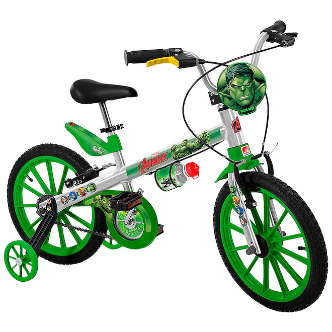 Bicicleta Bandeirante Avengers Hulk - Aro 16 - Freio V-Brake - Infantil ...