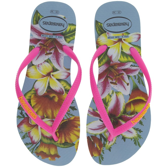 Chinelo Havainas Slim Floral 16 - Feminino - Foto 1