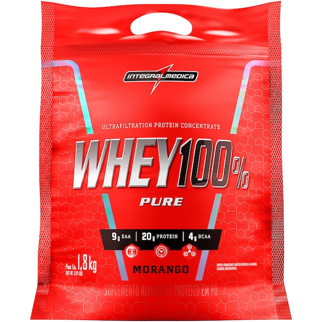 Whey Protein Integralmédica Morango 100% Pure - 1,8Kg - Foto 1