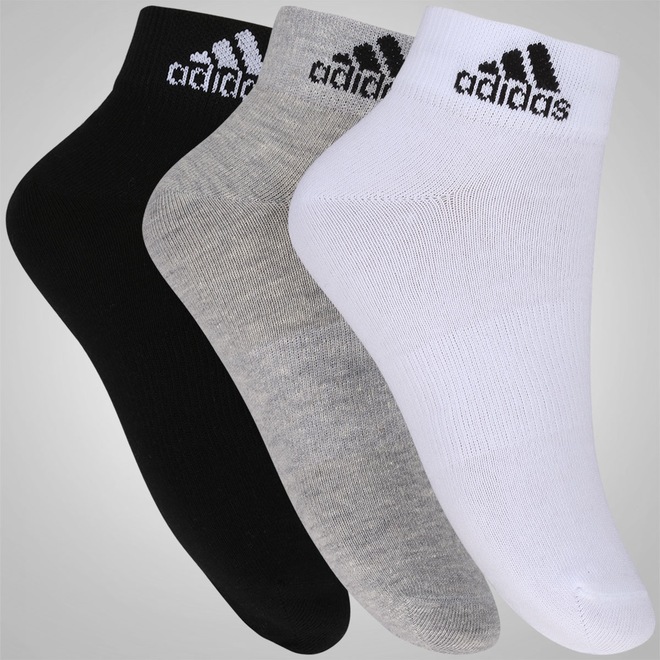 Kit de Meias adidas Ankle MID com 3 Pares - Adulto - Foto 1