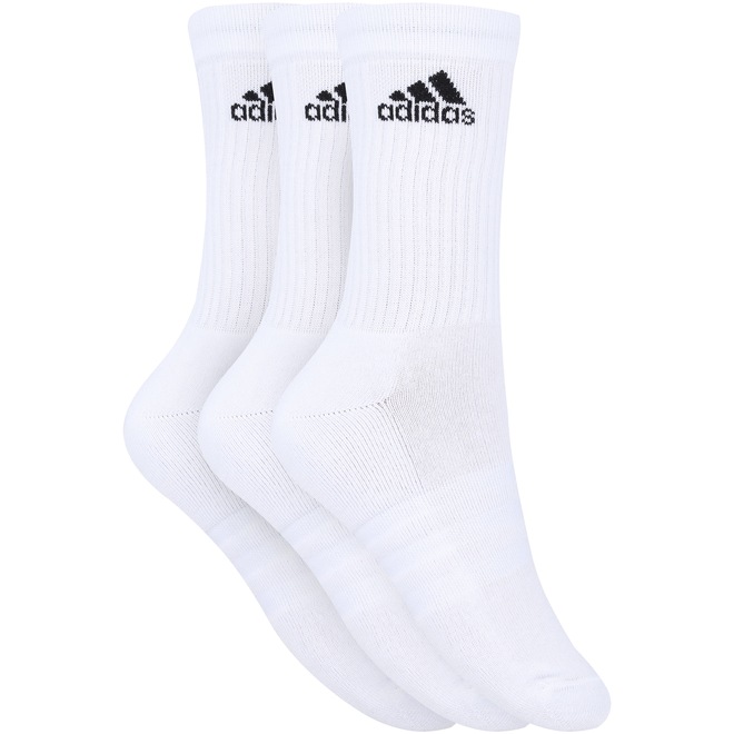 Kit de Meias Cano Alto adidas Crew Cushion 3S com 3 Pares - Adulto - Foto 1