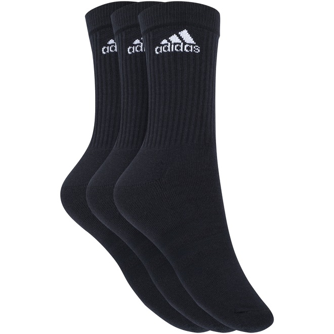 Kit de Meias Cano Alto adidas Crew Cushion 3S com 3 Pares - Adulto - Foto 1