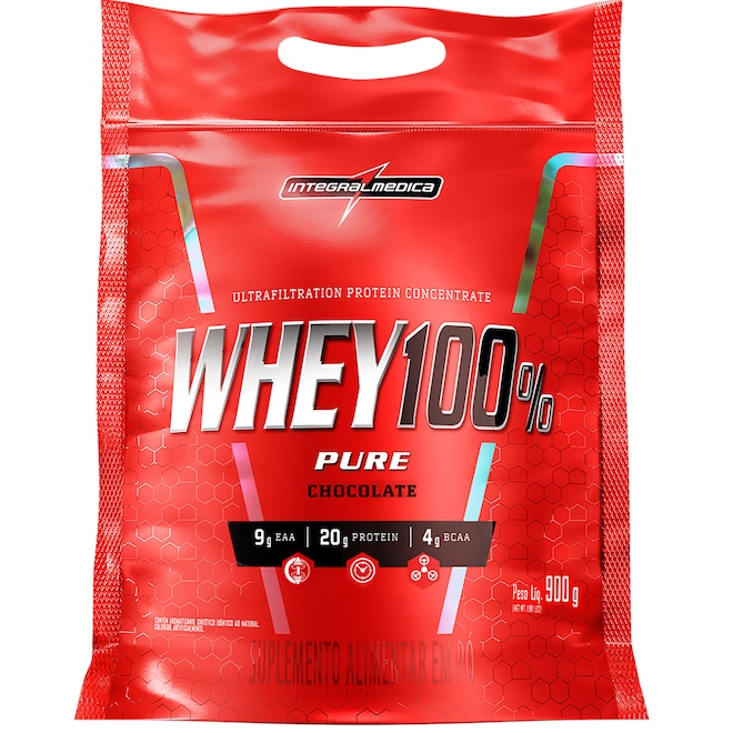 Whey Protein Integralmédica Chocolate 100% Pure - 900g - Foto 1