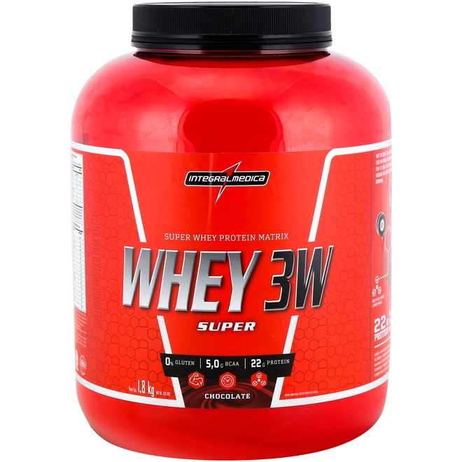 Whey Protein Integralmédica Chocolate 3W Super - 1,8Kg - Foto 1