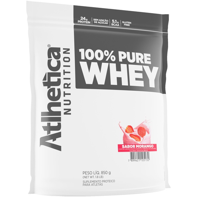 Whey Protein Atlhetica 100% Pure Whey - Morango - 850g - Foto 1