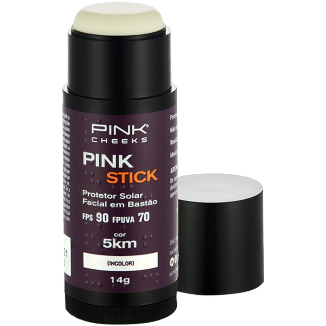 Protetor Solar Incolor FPS90 FPUVA70 Pink Cheeks Pink Stick 5Km - 14g - Foto 1