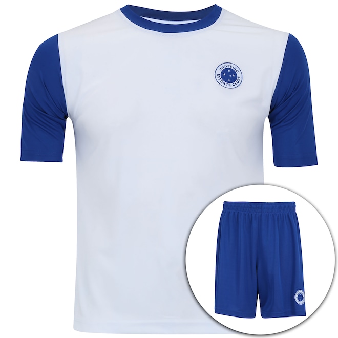 Kit de Uniforme de Futebol do Cruzeiro com Calção e Camisa Estrelas - Infantil - Foto 1