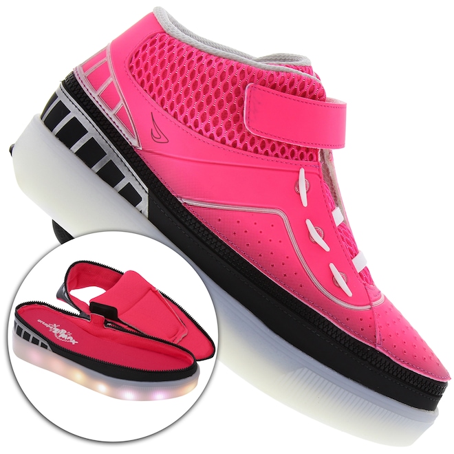 Tênis de Led com Rodinha Ortopé Zip Max Estica e Puxa Feminino - Infantil - Foto 1