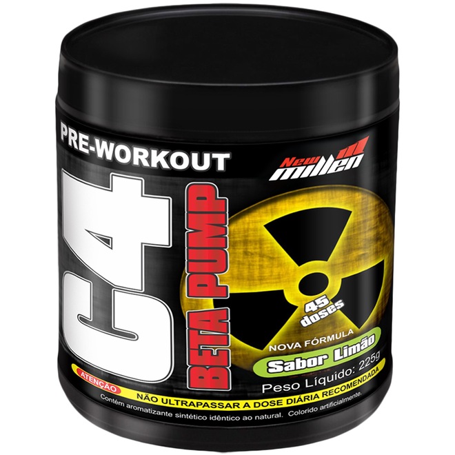 Pré-Treino New Millen C4 Beta Pump - Limão - 225g - Foto 1
