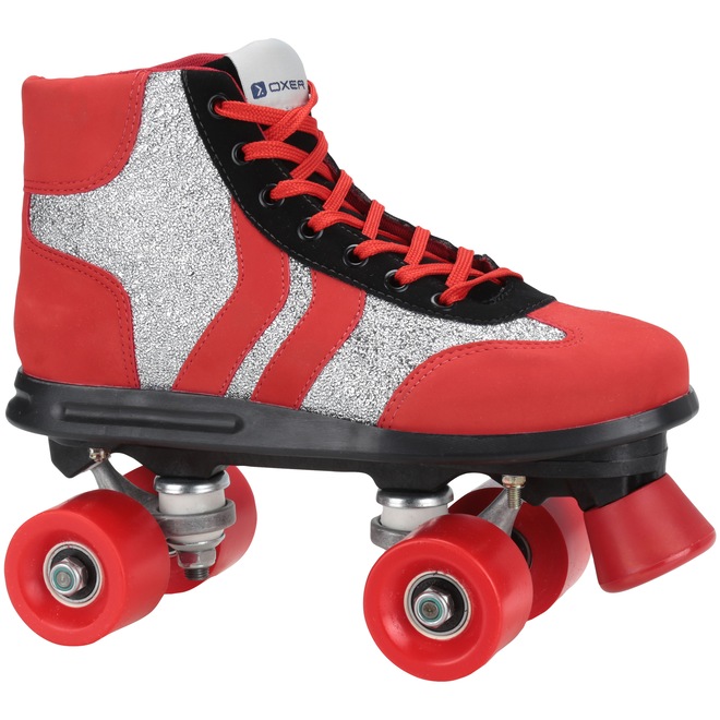 Patins 4 Rodas Retrô Oxer Glitter Silver - Quad - Adulto - Foto 1